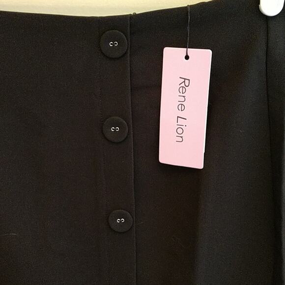 NWT Demure  Rene Lion Black Button Front Skirt Career Office Side Vent sz Large - Picture 3 of 7